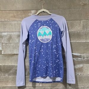 Columbia purple sandy shore’s Omni shade long sleeved shirt size 18/20